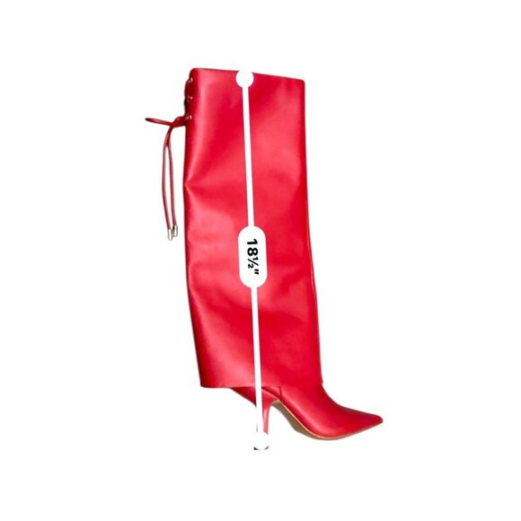 Gianni Bini Red Fold-Over Knee-High Heeled Boots Women 6M Leather NWOB - Picture 8 of 13